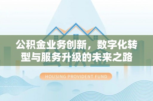 昭苏公积金业务创新，数字化转型与服务升级的未来之路